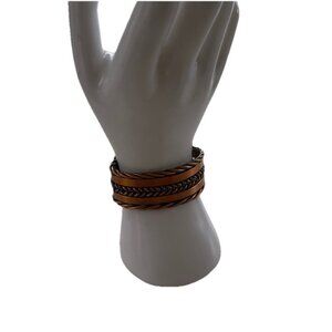 Vintage Handmade Copper Braided & Twisted Cuff Bracelets Heavyweight Sz 6.5